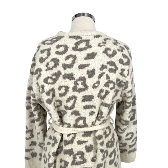 Comfyluxe Leopard Print Luxury Soft Robe Cream Ivory Gray One Size NWT - Picture 7 of 11